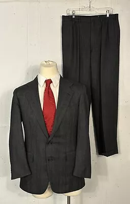 Vintage POLO RALP LAUREN Wool Gray Pinstripe Suit Coat 40R Pants 34x32 • $89.95