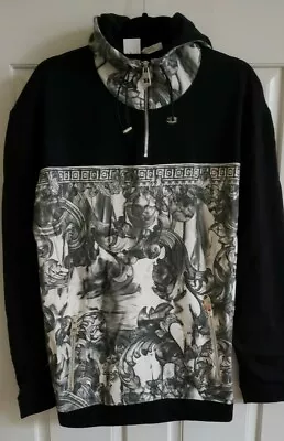 NWT Versace Collection Quarter Zip Baroque Hoodie Sweater Black Multi XXL $1200 • $439