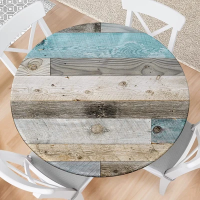 $27.28 • Buy Fitted Round Tablecloth Elastic Tablecloths Cover Farmhouse Wood Texture Indoor