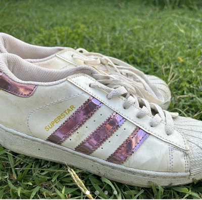 $5 • Buy Adidas Superstar White Pink Sneaker 5 7 Skate Shoe