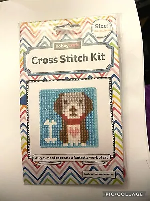 £3 • Buy Traditional Cross Stitch Kit For Kids Children 102x102mm Dog New