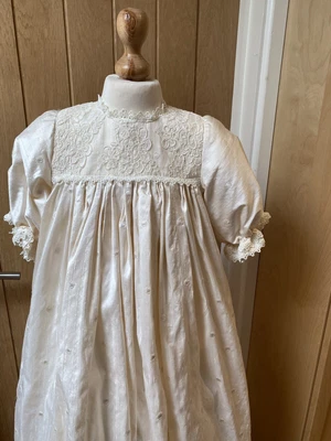 £25 • Buy Pure Silk Christening Gown. Age 3 To 9 Months Depending On The Size Of Child