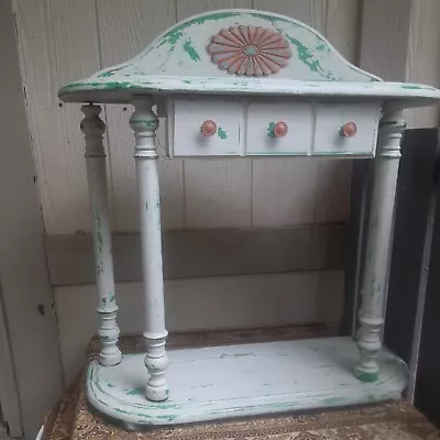 Vintage Shabby Chic Entrance Hall Way One Drawer Stand Back Splash Bottom Shelf • $349