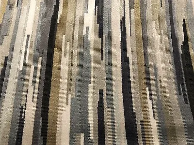 Romo Broken Stripe Epingle Velvet Uphol Fabric- Benito Gunmetal 3.40 Yds 7803/06 • $306