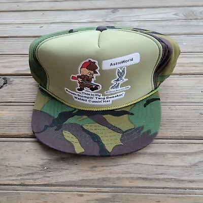 Vtg Astroworld Camo Elmer Fudd Trucker Hat Snapback Cap Green • $49.99