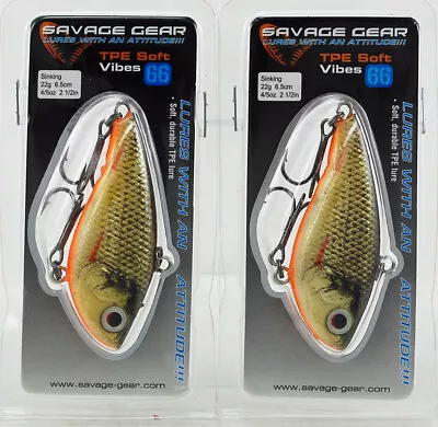 (lot Of 2) Savage Gear 2-1/2  Tpe Soft Vibe 66 4/5oz Sfv-66-gb Gold Black L8401 • $0.99