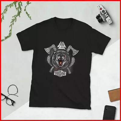 Viking Shirt With Axes Mjolnir Bear Valknut • $13.99