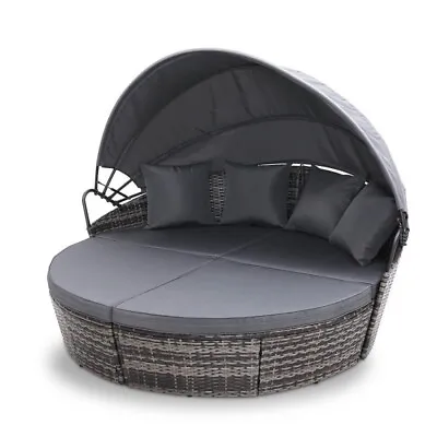 Rattan Outdoor Sun Lounger Garden Patio Sofa Day Bed Canopy Furniture Wicker Set • £399.99