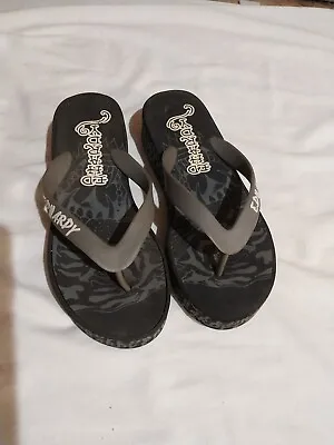 Ed Hardy Gray Platform Flip Flop Thong Sandals Woman’s Size 7 • $20.40