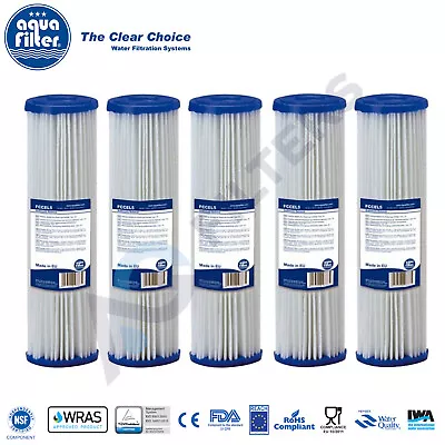 5pk X 5 Micron 10  Pleated Washable Sediment Water Filter Aquafilter FCCEL5 • £26.99