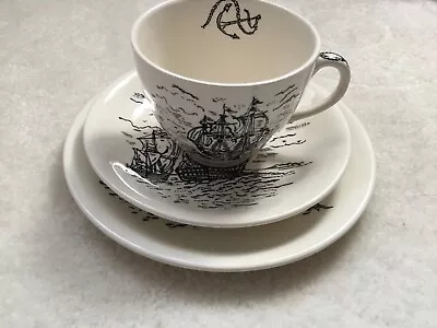 Vintage Alfred Meakin Galleon Cup Saucer And Side Plate Trio • £9.99