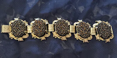 Vintage Judy Lee Sunflower Gold Tone Copper Beads Bracelet Signed • $16