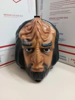 1993 Star Trek Next Generation Worf Head Talking Carrying Case Lunch Box Storage • $22.13