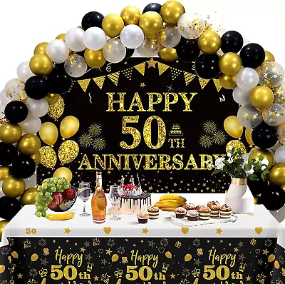 50th Wedding Anniversary Decorations Large Happy 50th Anniversary Banner 70 X 4 • $42.48