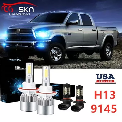 8000K Combo LED Headlight + Fog Bulbs 4x For Dodge RAM 1500 2500 3500 2009-2012 • $29.74