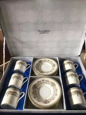 £125 • Buy Set Of 6 Aynsley 'Henley' Coffee Cups And Saucers In Original Presentation Box 