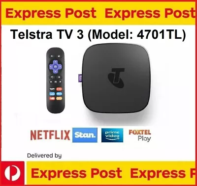 Telstra TV 3 Powered By Roku 4K (Model No. 4701TL) NETFLIX SBS STAN Youtube Kayo • $99