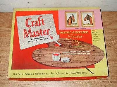 Vintage 1962 Craft Master New Artist Numbered Oil Painting Set Series 18 Horses • $23