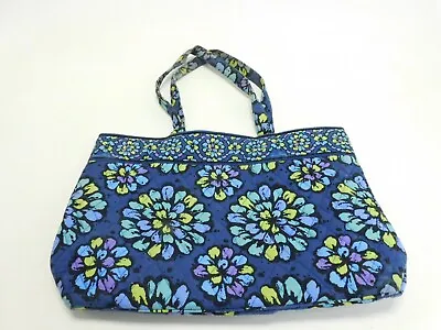 Vera Bradley Tote Handbag 17 X 11 Large Indigo Blue Floral Quilted • $29.95
