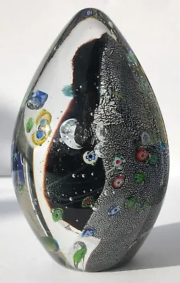 Glass Paperweight Large Egg Shaped Glass With Millefiori -- 6 Inches Tall • $25