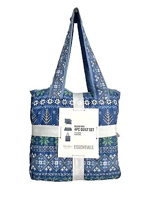 Martha Stewart Collection Quilt & Shams Blue Sweater Tote Bag Full/Queen $100 • $21.85