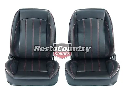 Autotecnica Retro Low Back Leather Seat PAIR- QUICK TILT RED May Fit Ford/Holden • $679