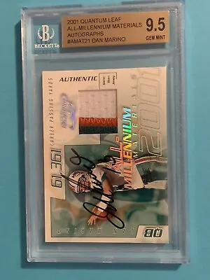 2001 Quantum Leaf All-Millennium Materials Jersey Dan Marino Auto Gem Mint 9.5 • $2800