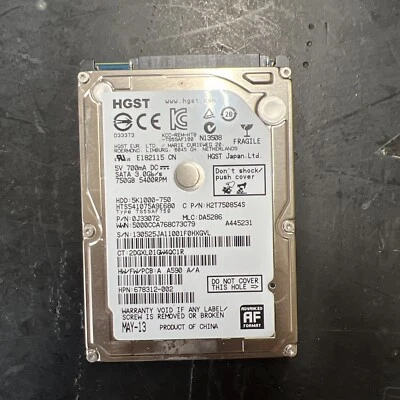 £0.99 • Buy HGST HTS541075A9E680 - 750GB Desktop And Laptop Hard Disk SATA 2.5  HDD