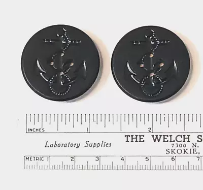 Vintage Original USGI Navy Pea Coat Black Anchor Buttons 2 Pack Free US Shipping • $10.95