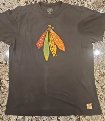 Chicago Blackhawks Vintage Forty Seven Brand Scrum Feather T Shirt • $50