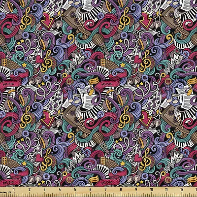 Ambesonne Sketch Fabric By The Yard Decorative Upholstery Home Accents • $130.99