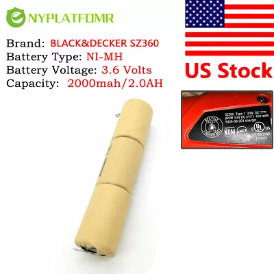 4/5 SC 2000mAh For Black Decker 3.6V Ni-MH Battery Pack SZ360 Type 1 • $18.66