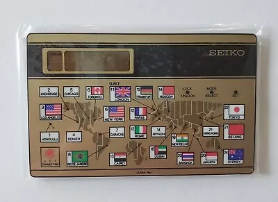 Vintage SEIKO Quartz World Time Zone Alarm Travel Clock Card NOS In Box Japan 87 • $55