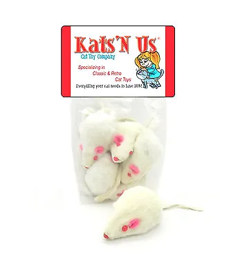 Real Rabbit Fur White Mouse Cat Toy - 10 Pak - No Rattle Sound • $11.99