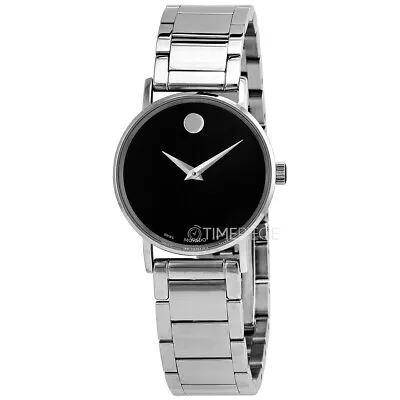 Movado 0607234 Museum Black Sunray Dial Silver Stainless Steel Womens Watch • $299.99