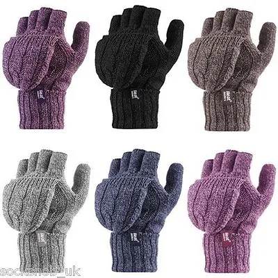 £13.99 • Buy Heat Holders - Women's Thermal 2.3 TOG Converter Fingerless Cable Knit Gloves 