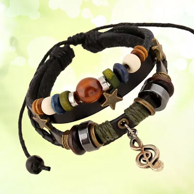 Musical Note Bracelet Adjustable Beads Charm Hand Jewelry Men • £7.15