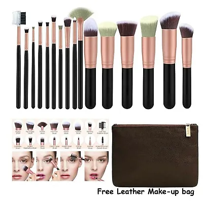 16 Pcs Kabuki Make Up Brushes Set Eye Shadow Blusher Face Powder Foundation UK • £4.79
