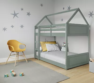 £259.99 • Buy Bunk Bed House Cabin Single Mid Sleeper Kids Unit Wooden Ladder 3FT Single
