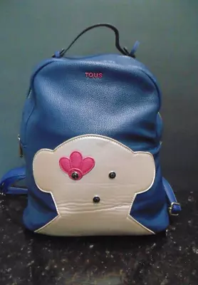 TOUS Medium Backpack Bear Flower Synthetic Leather Blue/Pink 12  GUC • $17.99