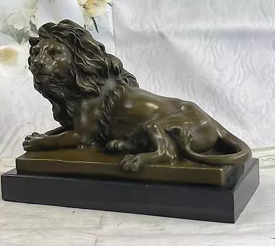 Antoine Barye Guardian Lion Bronze Statue Sculpture On Marble Base • $179.50