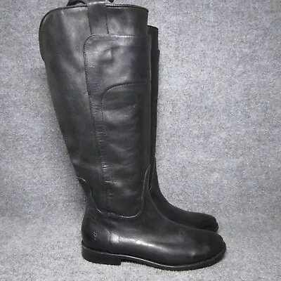 Frye Paige Tall Riding Boots Womens 8 Black Leather Pull On Knee High NEW • $124.99