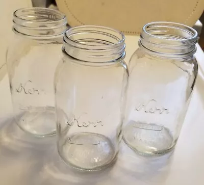 LOT Of 3 Vintage KERR  Self Sealing   MASON Jars QUART - Canning Storing Deco • $13.65