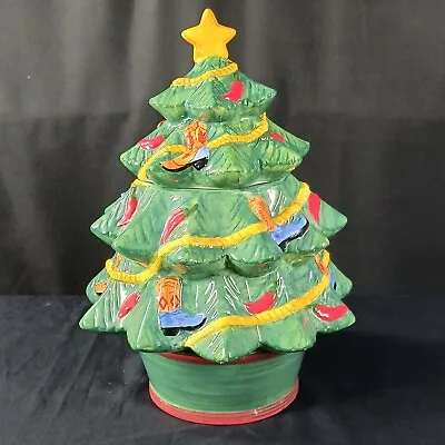 Cowboy Christmas Tree Cookie Jar Boots Chili Peppers Original Box Western Farm • $19.99