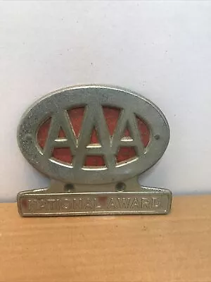 Vintage Aluminum AAA  National Award License Plate Topper. 4 3/4”x 4”.Very Cool! • $59.97