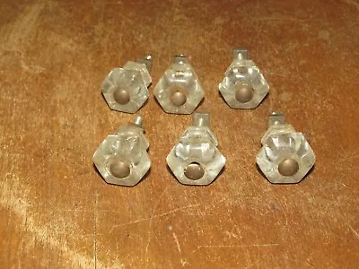 6 Matching Antique Victorian Clear Glass Drawer Knobs Or Pull & Bolt 1 1/8 Inch • $24.99