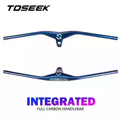 TOSEEK Carbon Integrated Bar Stem Bicycle Handlebar Flat Bar 28.6mm Fit MTB Bike • $77.90