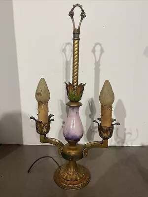 Antique Victorian Cast Metal Candelabra Table Lamp Unique Design Needs Cord 22” • $222.22