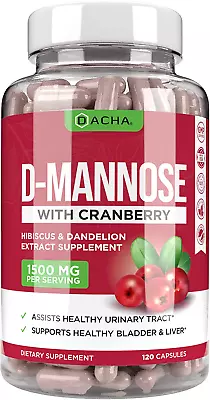 Natural D-Mannose Capsules 4-In-1 Formula - 120 CAPS 1500 MG Cranberry Dandeli • $110.88