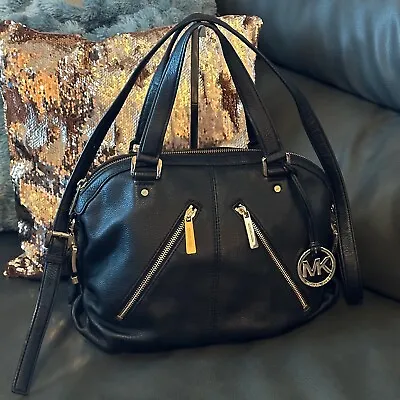 Michael Kors Portland Black Leather  Satchel Handbag  • $79